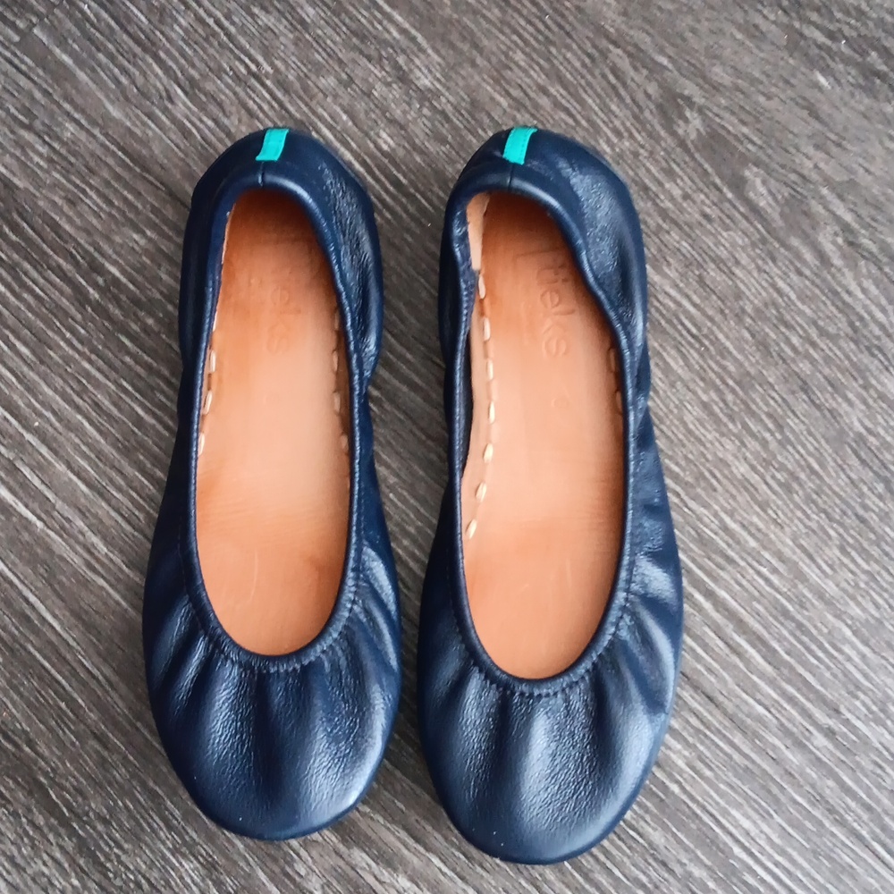 Navy Blue Leather Flats Size 6